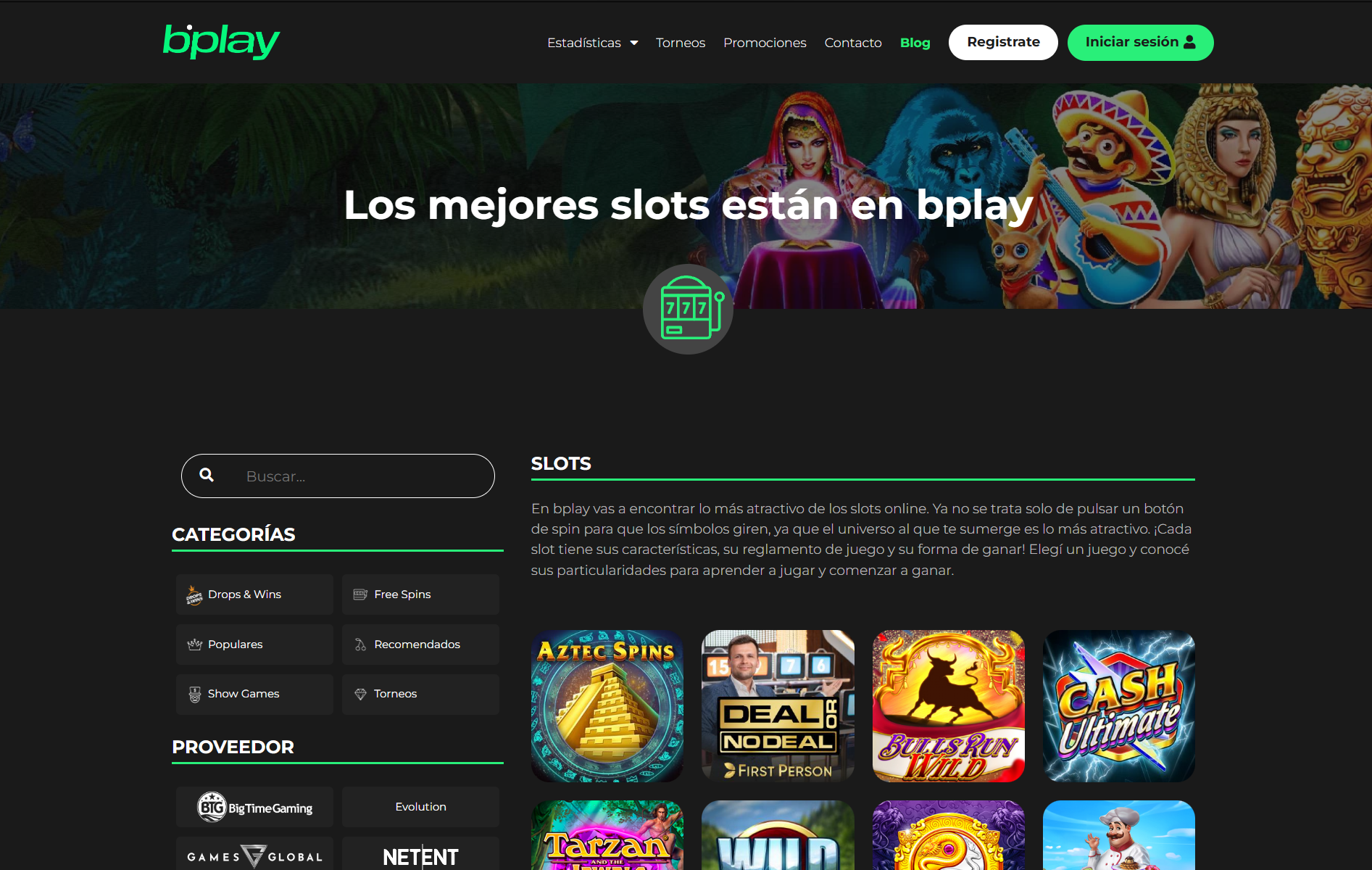 Captura del sitio Bplay